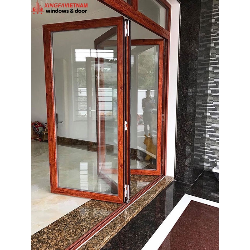 Cửa đi mở xếp gấp 3 cánh nhôm Xingfa Quảng Đông chính hãng
