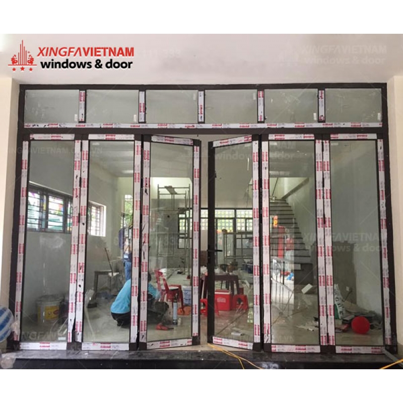 Cửa đi mở xếp gấp 6 cánh nhôm Xingfa Quảng Đông chính hãng