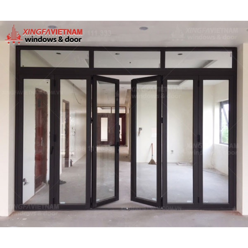 Cửa đi mở xếp gấp 6 cánh nhôm Xingfa Quảng Đông chính hãng