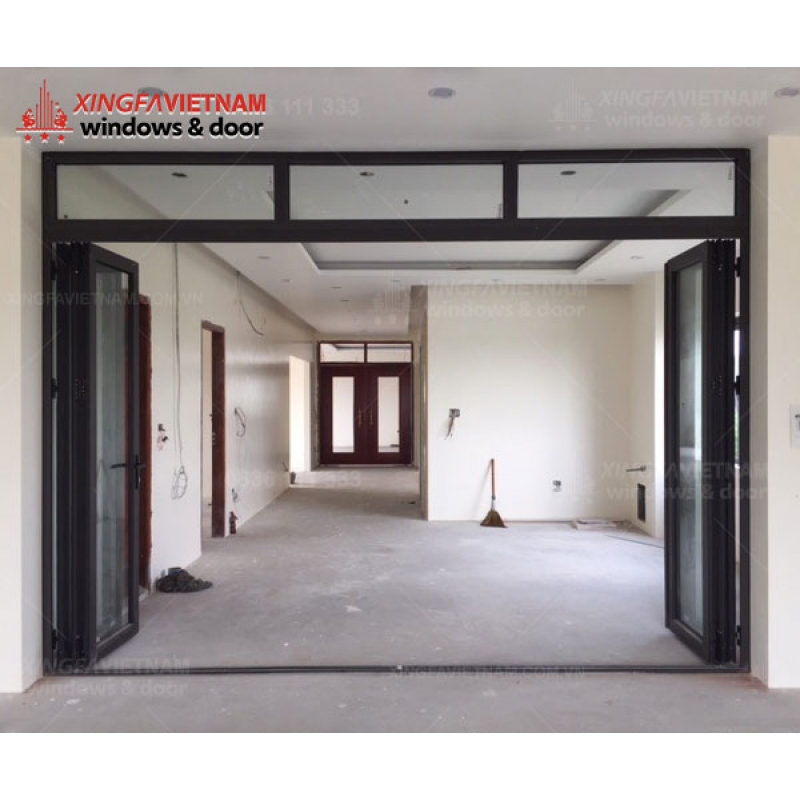 Cửa đi mở xếp gấp 6 cánh nhôm Xingfa Quảng Đông chính hãng